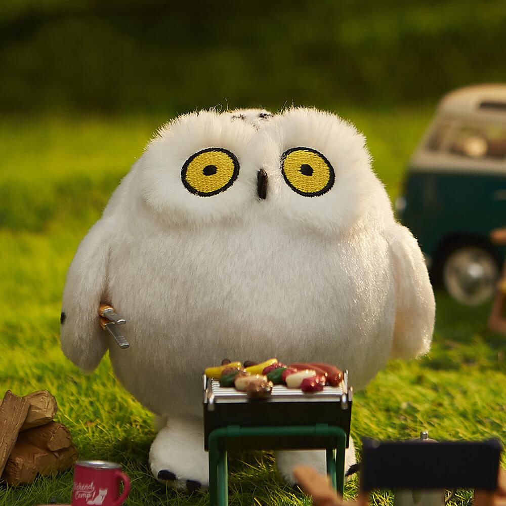 Round Snowy Owl Bag Charm, Animal Keychain - AOSKID