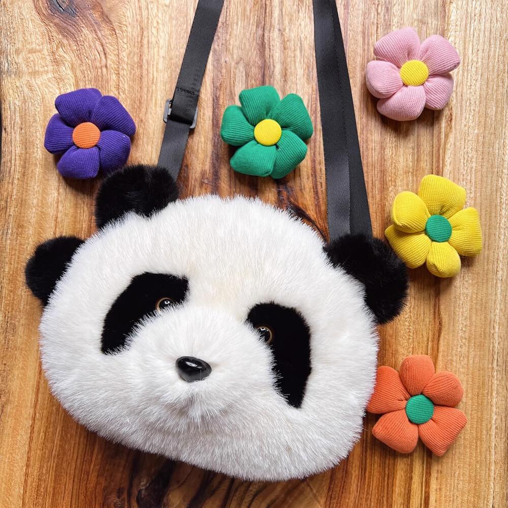 Fluffy Plush Panda Shoulder Bag, Crossbody Packet - AOSKID
