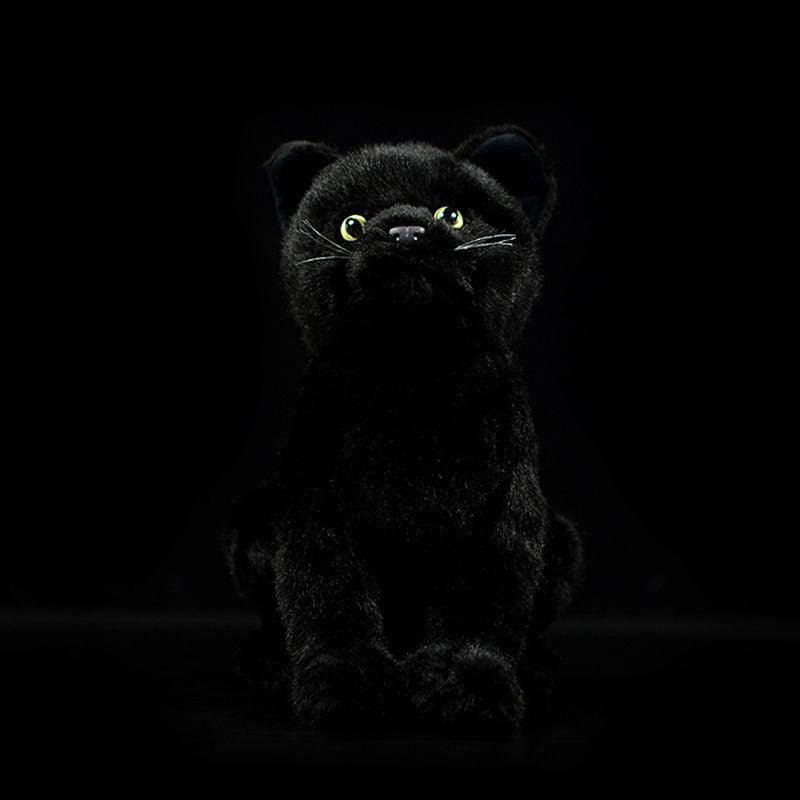 Realistic Black Cat Stuffed Animal Plush Toy - AOSKID