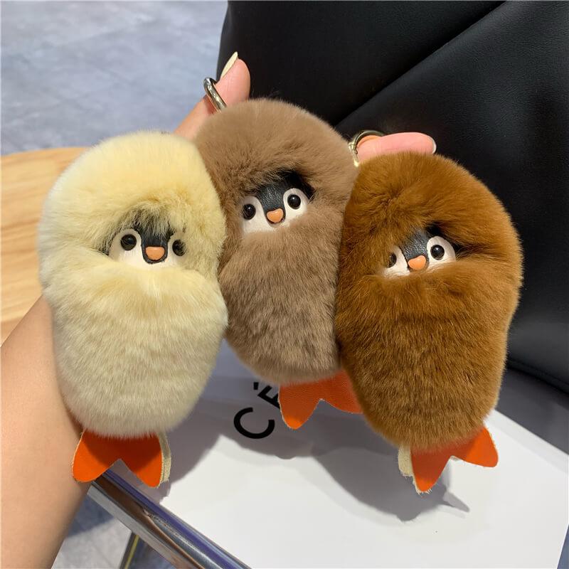 Fluffy Stuffed Penguin Bag Charm, 4.7inch Animal Keychain - AOSKID