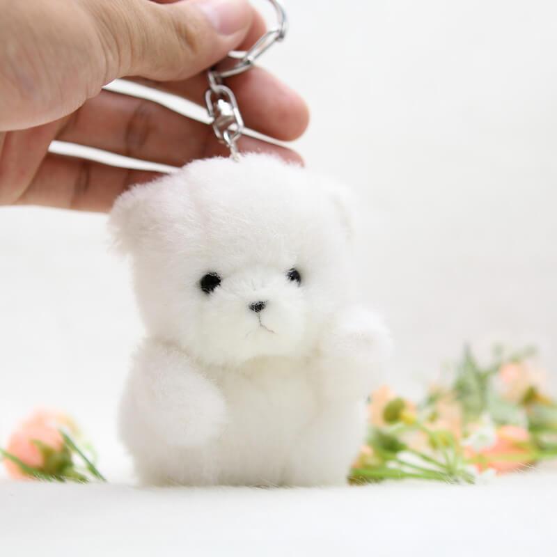 Polar Bear Cub Plush Bag Charm Stuffed Animal Keychain Doll - AOSKID