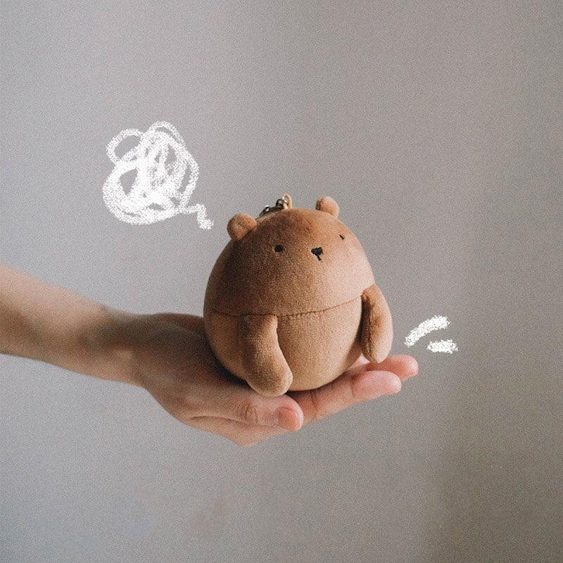 Cartoon Chubby Bear Plush Bag Charm Stuffed Animal Keychain - AOSKID