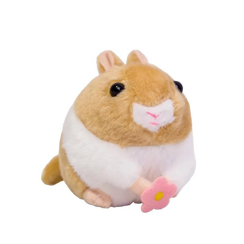 A hamster plush toy with a winding tail and singing, 4.6*4.6*4.5 inches (brown) - AOSKID