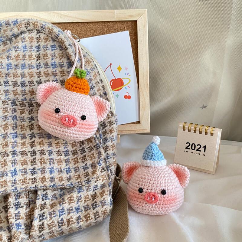 Handmade Crocheter Pig Bag Charm - AOSKID