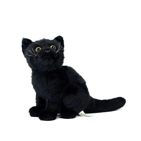 Black Cat Stuffed Animal Realistic Plush Toy Cute Plushies - AOSKID