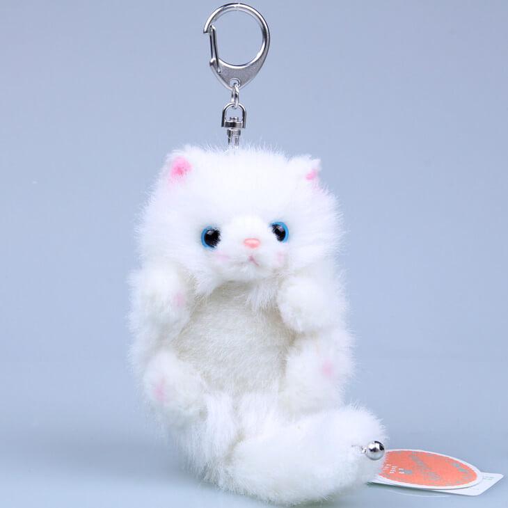 White Cat Plush Bag Charm, Stuffed Animal Keychain - AOSKID
